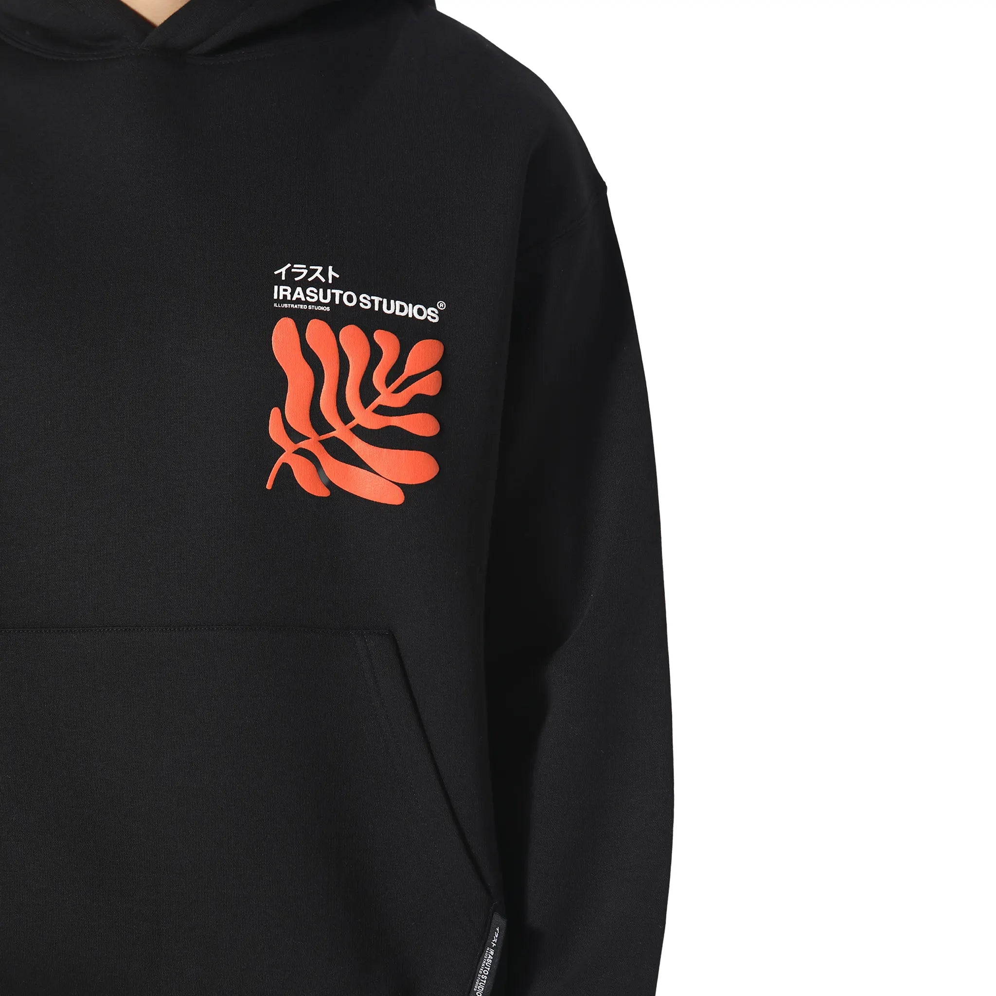 Front Detailed View of Irasuto Studios Sumi Flow Black Hoodie 5060615214143